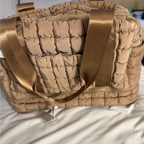 Altar'd State Handbags - Altar'd State Quilted Tan Travel Bag